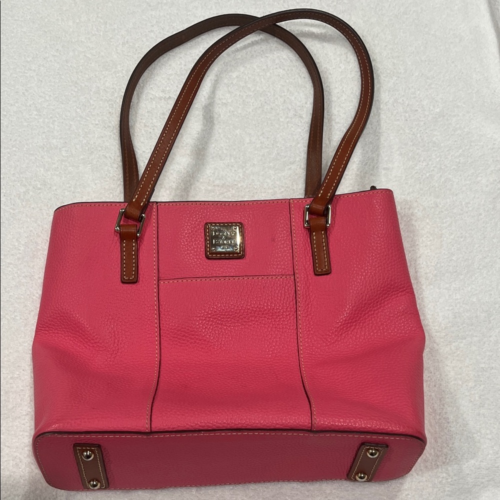 Dooney & Bourke Vibrant Pink Tote with Brown Straps